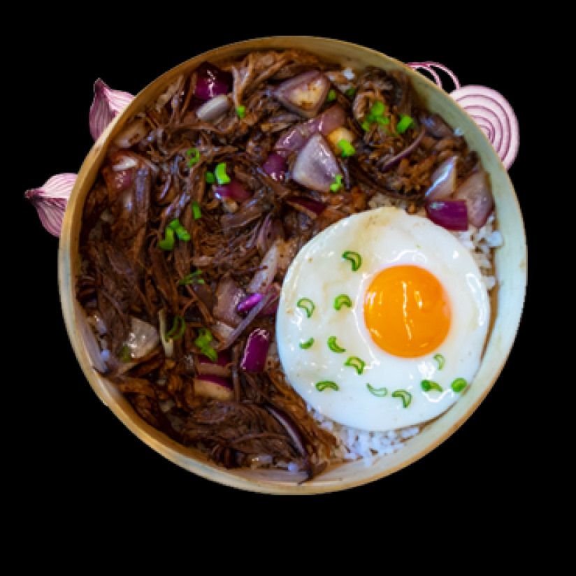 Donburi with pulled beef